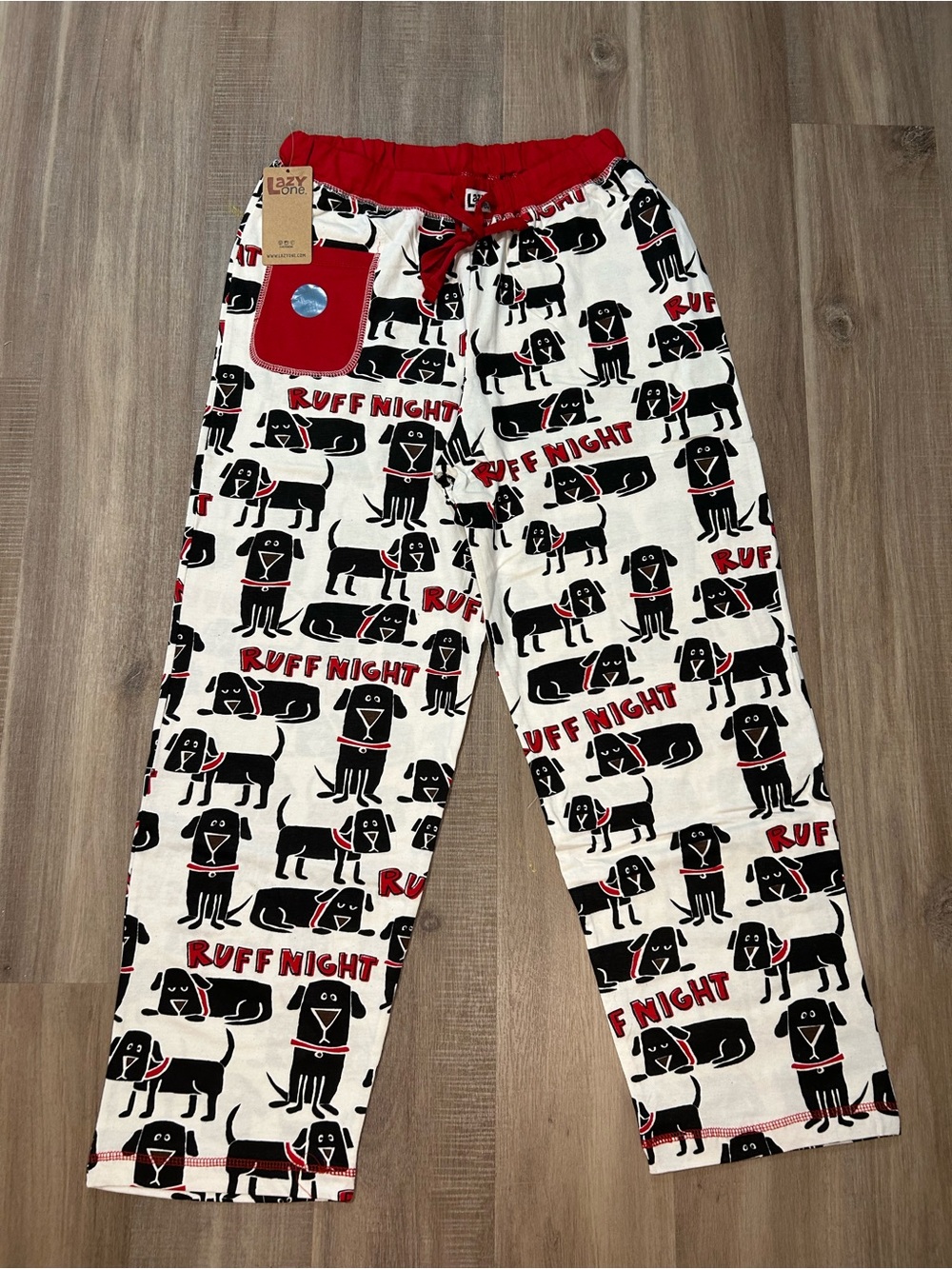 Lazy One Women's White, Black & Red 'Ruff Night' Dog Print Pajama Pants